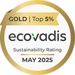 EcoVadis’ “EcoVadis GOLD Top 5% Sustainability Rating May 2025” logo.